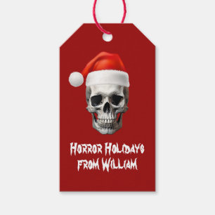 Etiqueta Para Presente Red Skull Santa Hat Festa de Natal de horror
