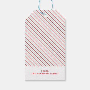 Etiqueta Para Presente Red Stripe Felry Natal Brilho Festivo
