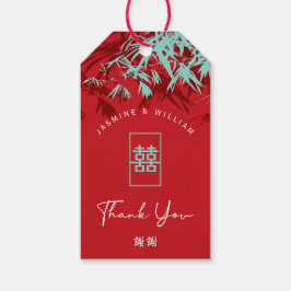 Etiqueta Para Presente Red & Turquoise Bamboo deixa casamento chinês