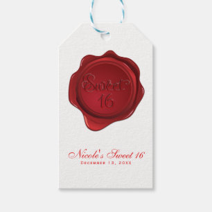 Etiqueta Para Presente Red Wax Seal Sweet 16 Elegant Formal Party