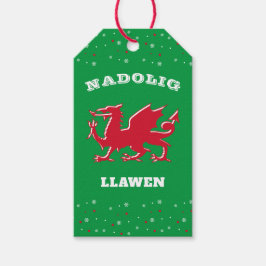 Etiqueta Para Presente Red Welsh Dragon Felry Natal Nadolig Llawen