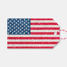 Etiqueta Para Presente Red White Blue Glitter Patriotic American Flag