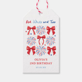 Etiqueta Para Presente Red White e a Festa de segundo aniversário de 2 de