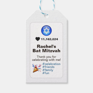 Etiqueta Para Presente Redes sociais Emoji Bat Mitzvah ou Bar Mitzvah