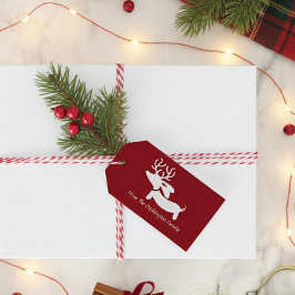 Etiqueta Para Presente Reindeer Dachshund Christmas Personalized Gift Tag