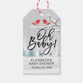 Etiqueta Para Presente Reindeer de aves da Cena de Neve do Chá de fraldas