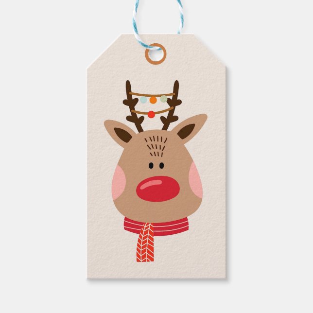 Etiqueta Para Presente Reindeer de Natal (Frente)