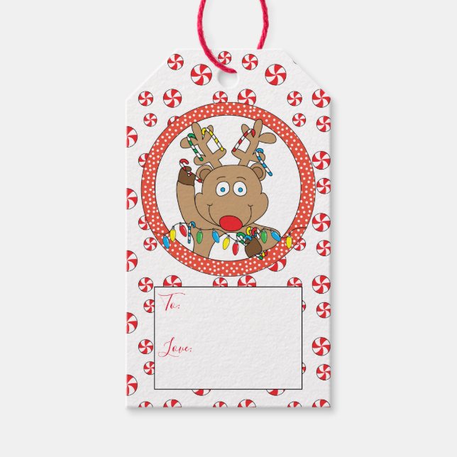 Etiqueta Para Presente Reindeer de Natal (Frente)