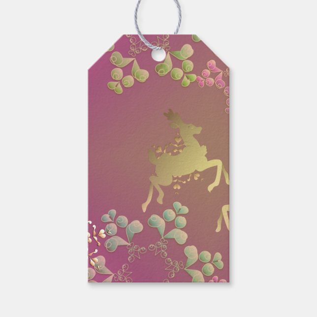 Etiqueta Para Presente Reindeer & Flocos de Neve Etiqueta de Presente (Frente)