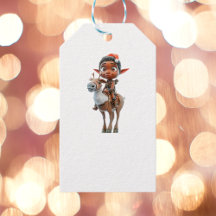 Reindeer Rider Christmas Elf White Gift