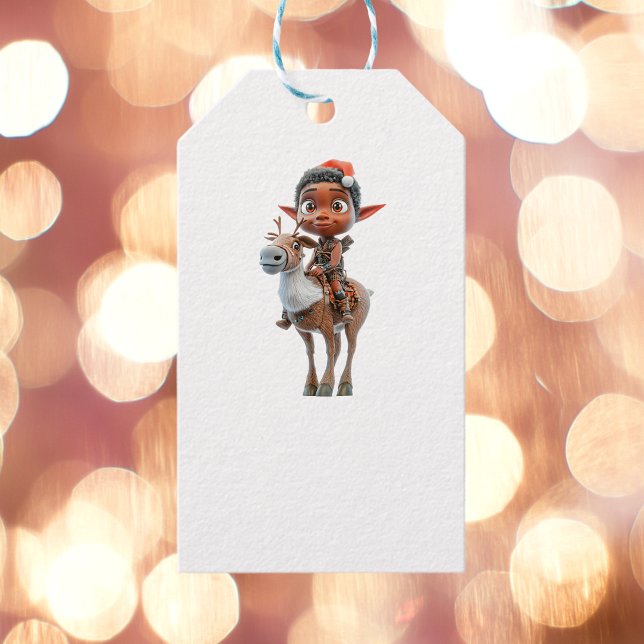 Etiqueta Para Presente Reindeer Rider Christmas Elf White Gift (Criador carregado)