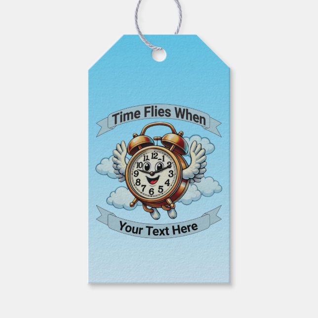 Etiqueta Para Presente Relógio de Voo Personalizável "Quando" (Frente)