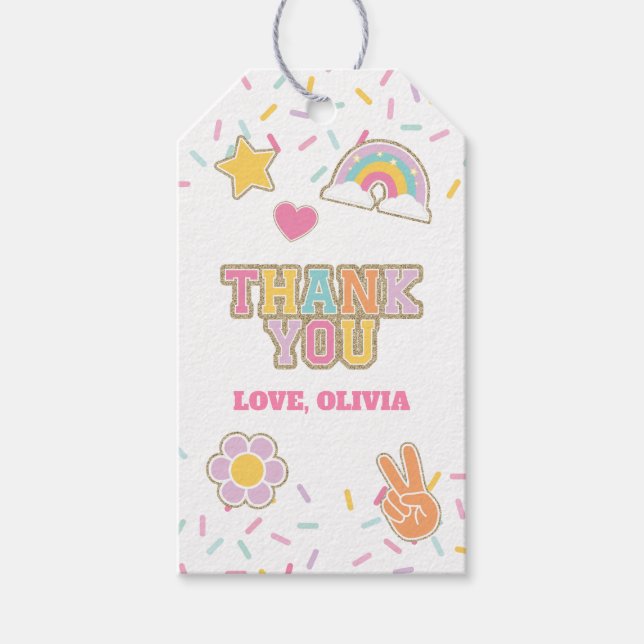 Etiqueta Para Presente Remendo Préppy Favor de Aniversário Obrigado (Frente)