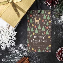 Etiqueta Para Presente Rena de Água e Árvore de Natal -