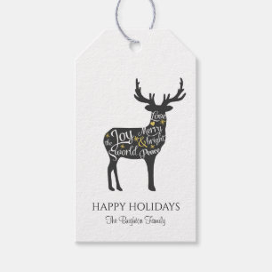 Etiqueta Para Presente Rena de Natal Minimalista Moderna