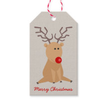 Rena de Sentado Bonita Tag de presente de Natal Ru