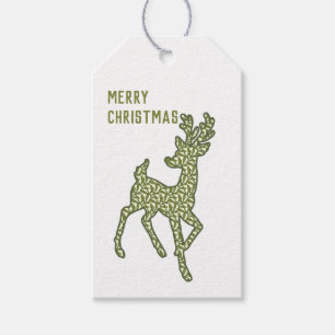 Etiqueta Para Presente Rena/Verde e Branco/Feliz Natal/Etiqueta de Presen