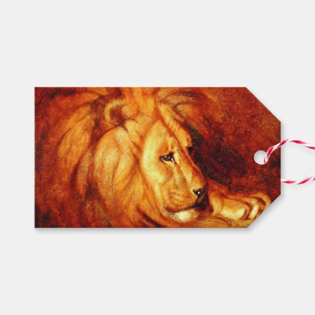 Etiqueta Para Presente Resting Lion (por Abbott Handerson Thayer) (Frente (horizontal))