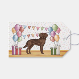 Etiqueta Para Presente Retrato de aniversário colorido de um Labrador Ret