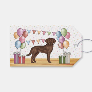 Etiqueta Para Presente Retrato de aniversário colorido de um Labrador Ret