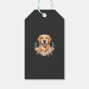 Etiqueta Para Presente Retrato de Cão Golden Retriever Floral Sublimação