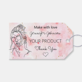 Etiqueta Para Presente Retrato de Mulher Personalizada Rosa