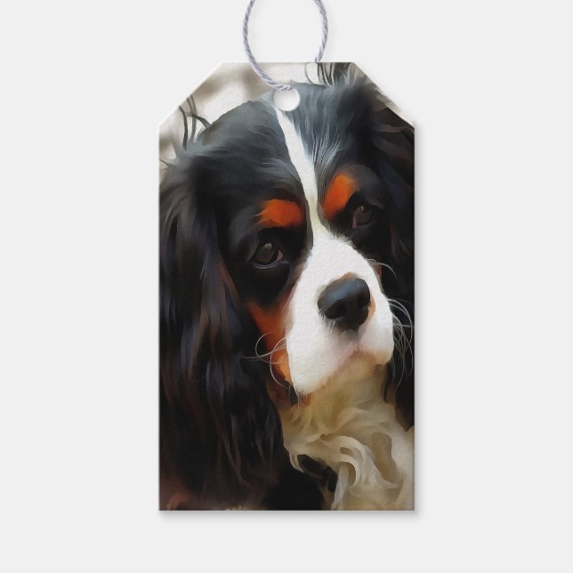 Etiqueta Para Presente Retrato De Um Rei Charles Cavalier Spaniel (Frente)