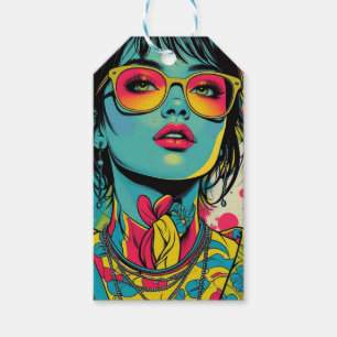Etiqueta Para Presente Retrato Diva Neon Pop - Arte Retroativa Negrito e 