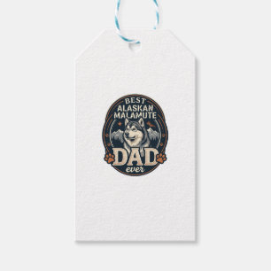 Etiqueta Para Presente Retrato do Pai Cachorro Malamute do Alasca Montanh