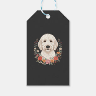 Etiqueta Para Presente Retrato Floral de Cachorro Coroa Botânica