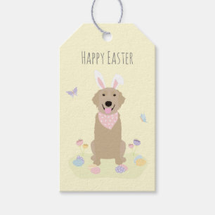 Etiqueta Para Presente Retriever de Ouro Bunny do felz pascoa