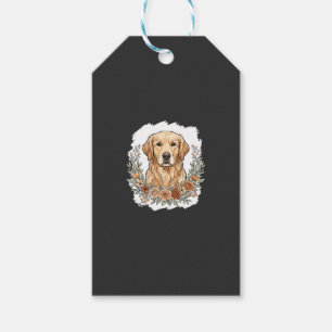 Etiqueta Para Presente Retriever Dourado Floral Sublimação