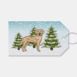 Etiqueta Para Presente Retriever Labrador Amarelo Floresta de Árvore de F