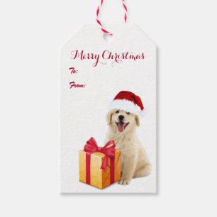 Etiqueta Para Presente Retriever Ouro de Natal