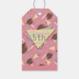 Etiqueta Para Presente Retro 80's Pink Baby Hippo Birthday