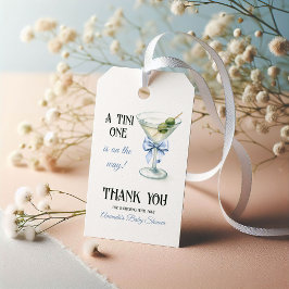 Etiqueta Para Presente Retro A Tini One Martini Blue Bow Boy Baby Shower