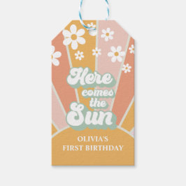 Etiqueta Para Presente Retro Aqui vem o Sol Daisy boho aniversário