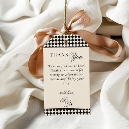 Etiqueta Para Presente Retro Black Ivory Old Money Wedding Thank You