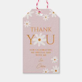 Etiqueta Para Presente Retro Boho Blush Pink Daisy Obrigado