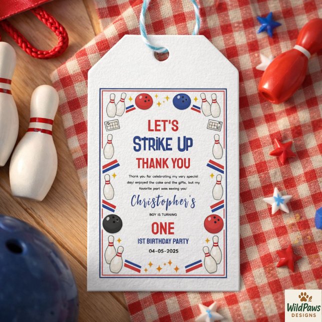 Etiqueta Para Presente Retro Bowling 1st Birthday – Fun Kids (Retro Bowling 1st Birthday – Fun Kids Gift Tags
)