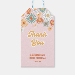 Etiqueta Para Presente Retro Daisy Boho Groovy Floral Aniversário
