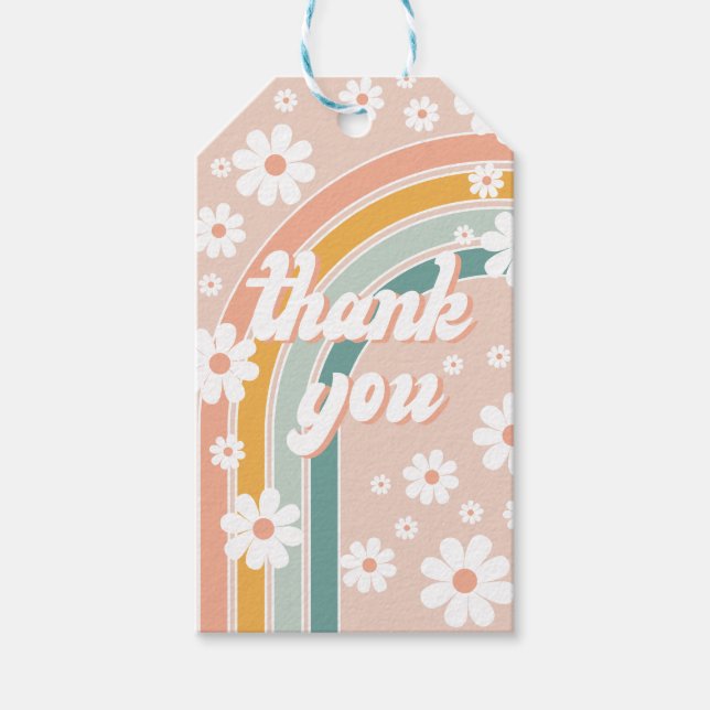 Etiqueta Para Presente Retro Groovy One Boho Primeiro Aniversário (Frente)