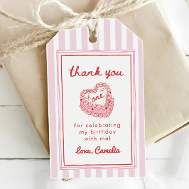 Etiqueta Para Presente Retro Hand Drawn Valentine Girl First Birthday