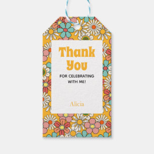 Etiqueta Para Presente Retro Hippie Groovy Flower Hello Setenta Aniversár