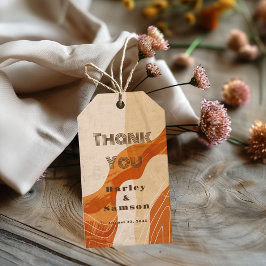 Etiqueta Para Presente Retro laranja queimado obrigado você