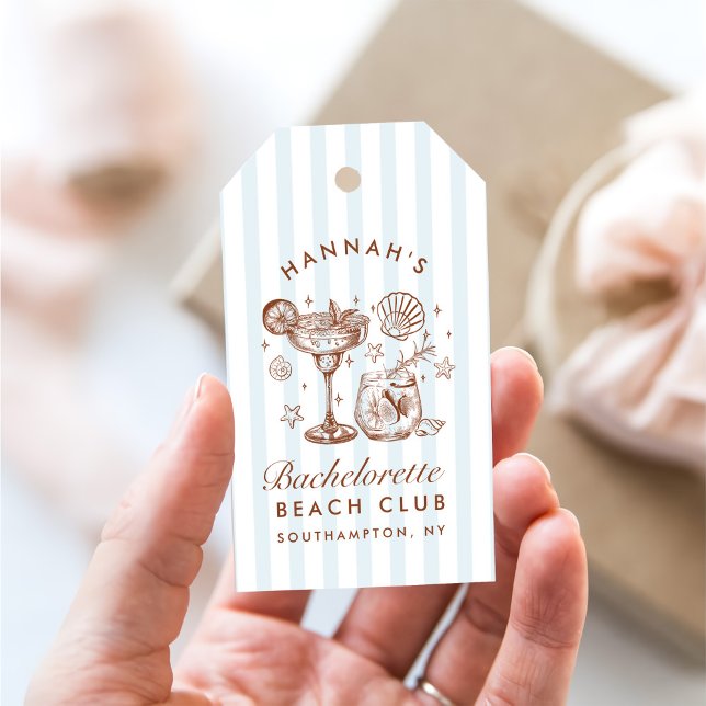 Etiqueta Para Presente Retro Modern Blue & Brown Bachelorette Weekend (Criador carregado)