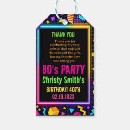 Etiqueta Para Presente Retro Neon 80s Birthday Adult Party