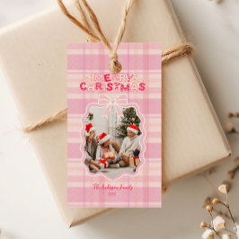 Etiqueta Para Presente Retro Pink Plaid Whimsical Holiday