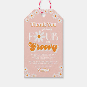 Etiqueta Para Presente Retrô Quatro Meninas de Groovy 4º aniversário