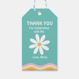 Etiqueta Para Presente Retro Rainbow FIVE é um 5 Vibe Groovy Aniversário